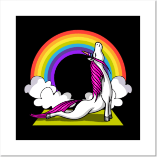 Unicorn Yoga Workout Magical Rainbow Posters and Art